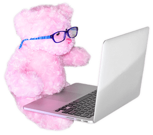 Molly Bear with Glasses on Laptop